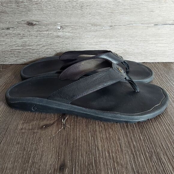 Olukai Kupuna Black Leather Sandal Mens Size 14 main image 9